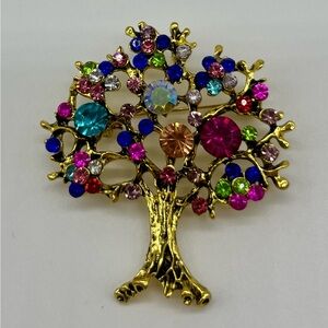 Multicolor Crystal Tree of life Brooch/pendant